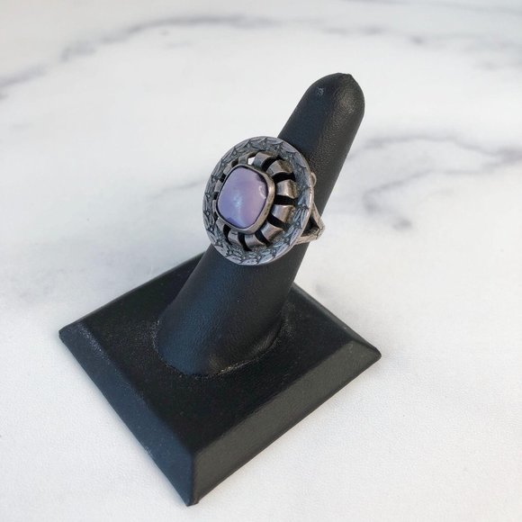 Mexican Sterling Silver Purple Art Glass Ring - Picture 14 of 16